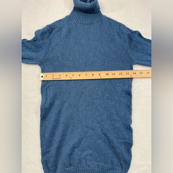 Deposito54 100% Wool Soft! Italy Made Women Small Knit Turtleneck Blue Sweater - Picture 5 of 9